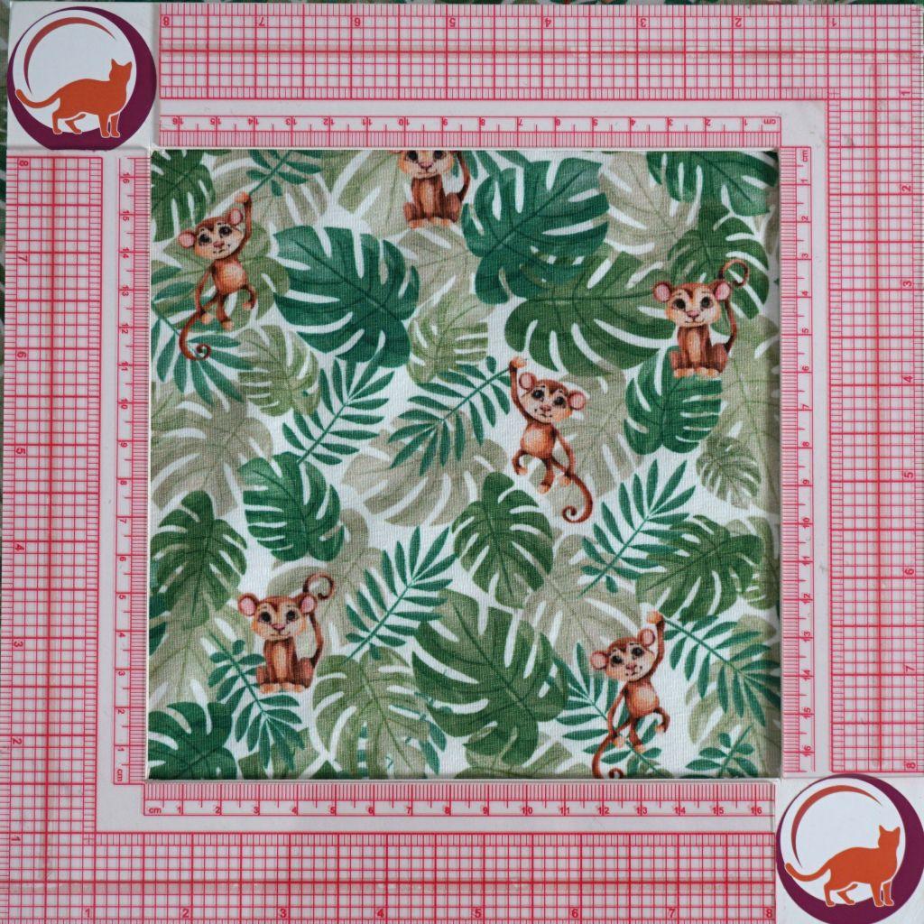 Baumwolljersey Dschungelblätter mit Affen